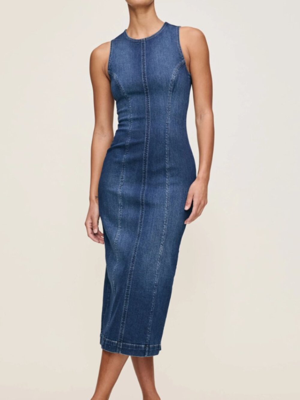 DL1961 Esme Midi Sleeveless Denim Dress In Sea Front Blue - Size XS - NWT